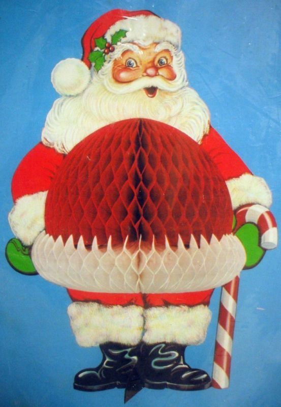 Beistle Vintage Die Cut Jolly Santa Tabletop Honeycomb Centerpiece outlet New 1950's